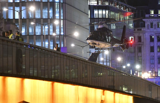 An helicopter lands on London Bridge after an attack in central London