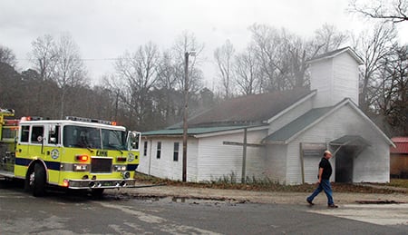 West Knox firefighters ask for KSP arson investigation following church fire 12-21-17.  Photo courtesy:  Corbin News Journal