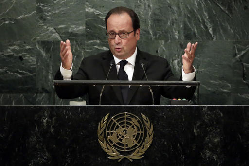 France's President Francois Hollande addresses the 71st session of the United Nations General Assembly