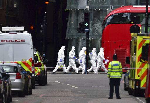 Police forensic officers outside Borough Market