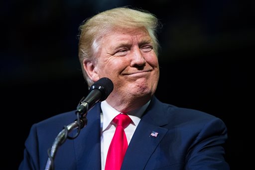 Republican Presidential nominee Donald J. Trump looks on during a rally at Mohegan Sun Arena in Wilkes-Barre Twp.