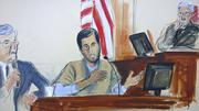 FILE - In this courtroom sketch