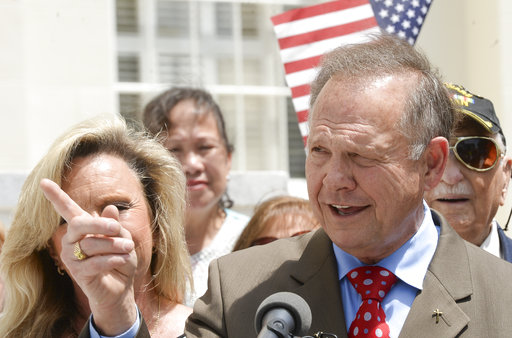 Suspended  Alabama Chief Justice Roy Moore announces his plan to run for U.S. Senate during a news conference Wednesday
