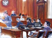 In this courtroom sketch
