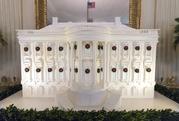 The gingerbread White House is seen in the East Dining Room during a media preview of the 2017 holiday decorations at the White House in Washington