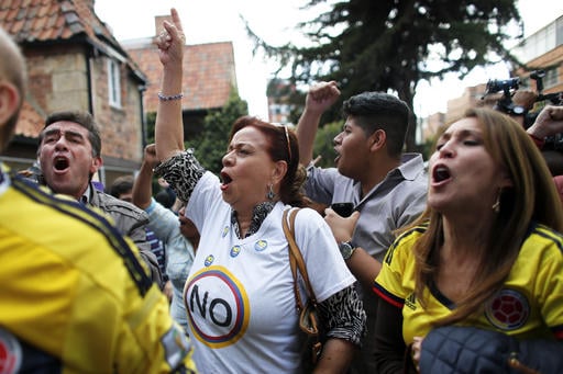 Opponents to the peace deal signed between the Colombian government and rebels of the Revolutionary Armed Forces of Colombia