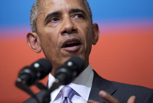 U.S. President Barack Obama speaks at the Lao National Cultural Hall in Vientiane
