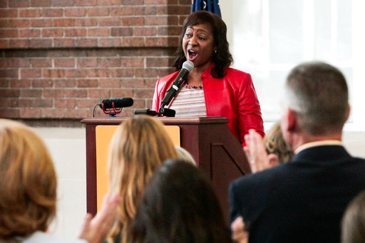 W.K. Kellogg Foundation President and CEO La June Montgomery Tabron announces a $51 million dollar grant to the public schools in Battle Creek