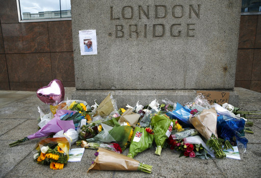 A floral tribute in the London Bridge area following Saturday's attack in London