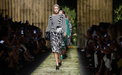 Model Gigi Hadid wears a creation part of the Max Mara women's Spring-Summer 2017 collection