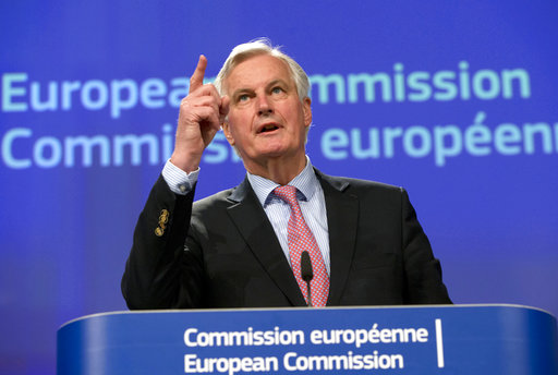 European Union chief Brexit negotiator Michel Barnier speaks during a media conference at EU headquarters in Brussels on Wednesday
