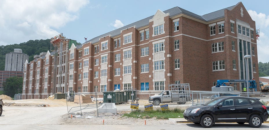 Two construction workers injured in fall from 4th floor while working on new dorm at Morehead State 7-26-16.  Photo courtesy:  The Morehead News