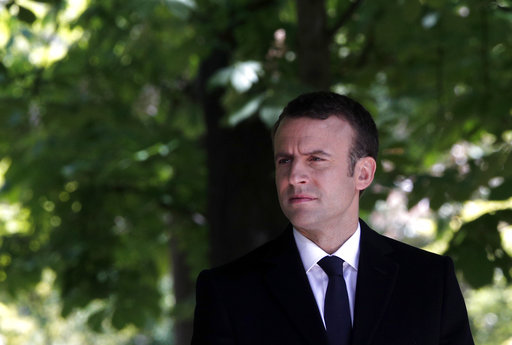 French President-elect Emmanuel Macron attends a ceremony commemorating the abolition of slavery