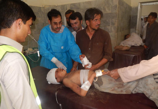 A Pakistani child who was injured in a suicide bombing is treated at a local hospital in Khar