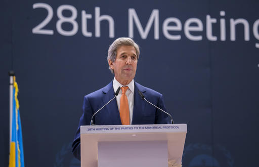 Secretary of State John Kerry delivers a speech to the 28th Meeting of the Parties to the Montreal Protocol on Substances that Deplete the Ozone Layer