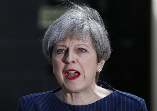 Britain's Prime Minister Theresa May speaks to the media outside her official residence of 10 Downing Street in London