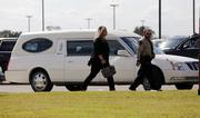 Mourners arrive at the Floresville Event Center to attend a funeral for members of the Holcombe family who were killed in the Sutherland Springs Baptist Church shooting