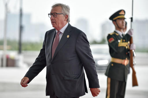 President Jean-Claude Juncker of the European Commission arrives at the Hangzhou Exhibition Center to participate in G20 Summit