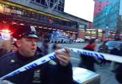 Police respond to a report of an explosion near Times Square on Monday