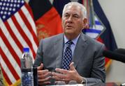 Secretary of State Rex Tillerson speaks during a media availability