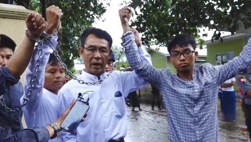 In this image made from video released by the Democratic Voice of Burma