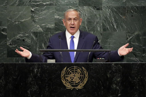 Israel's Prime Minister Benjamin Netanyahu addresses the 71st session of the United Nations General Assembly