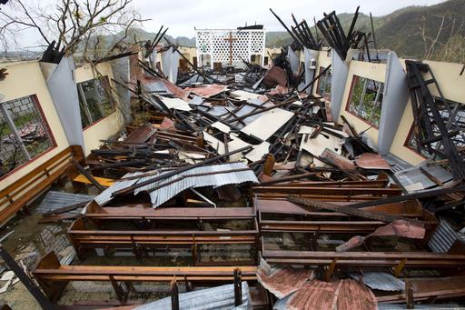 Saint Anne church lays totally destroyed by Hurricane Matthew in Camp Perrin