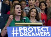 House Minority Leader Nancy Pelosi of Calif. accompanied by members of the House and Senate Democrats