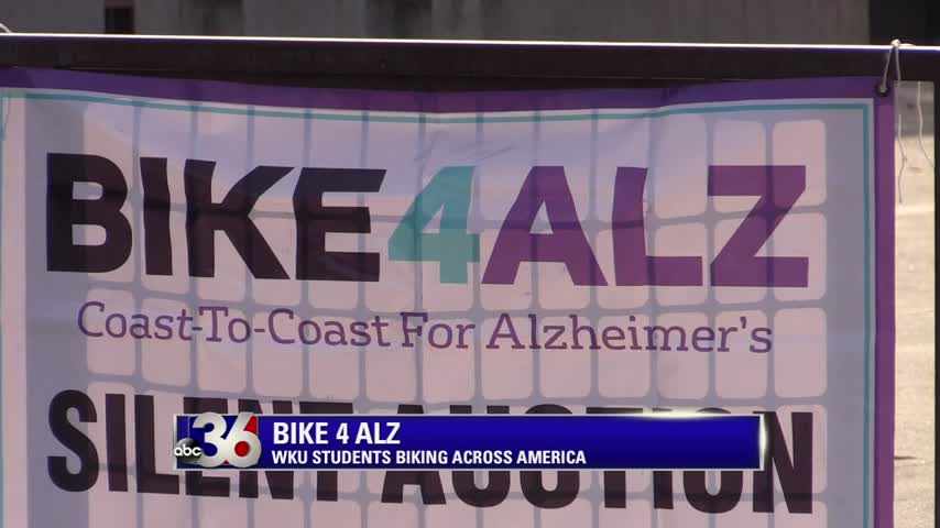 Bike 4 Alz campaign is cross-country bike tour for 7 WKU students raising money and awareness for Alzheimer's.  Stopped in Lexington 7-10-17