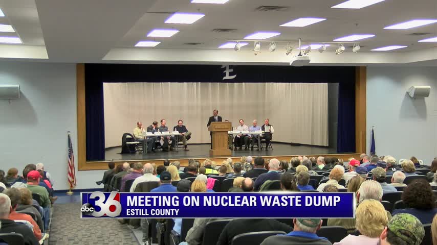 Public meeting at Estill County High School on 3-1-16 about low-level radioactive waste that was illegally dumped in a landfill across from the high school and middle school