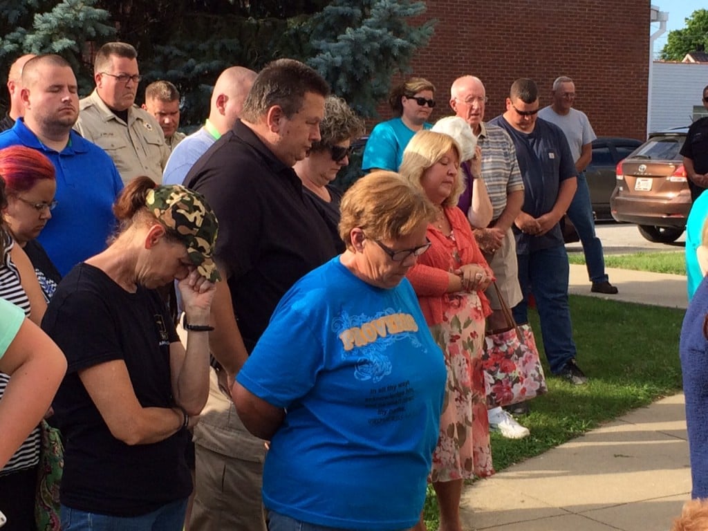 Community Prayer in Lawrenceburg 7-11-16 disrupted by firecrackers