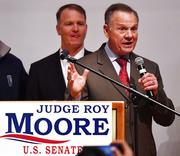 U.S. Senate candidate Roy Moore speaks at the end of an election-night watch party at the RSA activity center