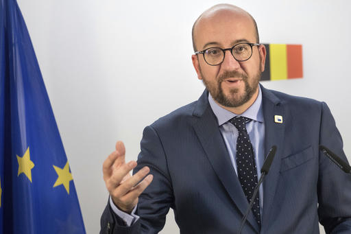 Belgian Prime Minister Charles Michel holds a press conference on the second day of the EU summit in Brussels