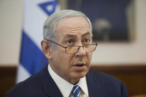 Israeli Prime Minister Benjamin Netanyahu speaks during a weekly cabinet meeting in Jerusalem Sunday