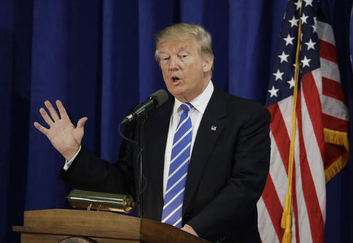 Republican presidential candidate Donald Trump speaks at the Polish National Alliance
