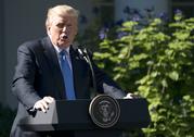 President Donald Trump speaks during anews conference with Greek Prime Minister Alexis Tsipras in the Rose Garden of the White House in Washington