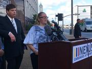 Christel Ward speaks at a news conference Thursday