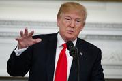 President Donald Trump speaks during a meeting with the members of the National Governors Association in the State Dining Room of the White House