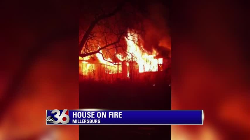 Vacant house near corner of Tenth and Miller streets in Millersburg (Bourbon County) catches fire 1-29-16