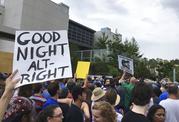 Protesters demonstrate ahead of white nationalist Richard Spencer's speech at the University of Florida