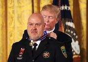 President Donald Trump awards public safety Medal of Valor to Lt. William Buchanan of the Avery County