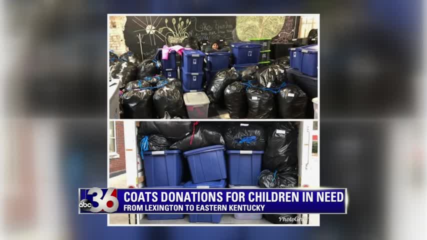 Donated coats for children packed up and delivered to eastern Kentucky by Lexington rapper and community advocate Devine Carama 12-14-17