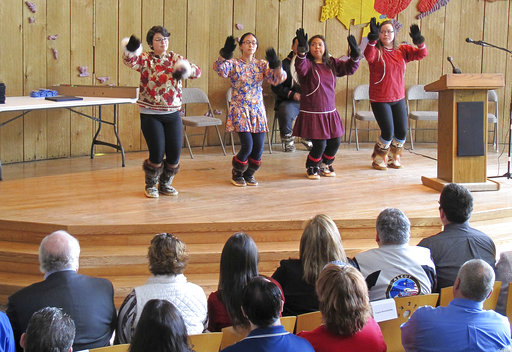 Cultural dancers perform at the Alaska Native Heritage Center