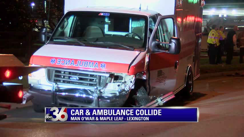Private ambulance transporting patient on non-emergency run collides with vehicle at Man O War Boulevard and Mapleleaf Drive in Lexington 11-14-17