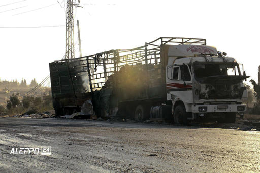 This image provided by the Syrian anti-government group Aleppo 24 news
