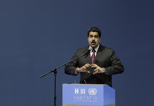 Venezuela's President Nicolas Maduro speaks during the opening of the third United Nations Habitat Conference