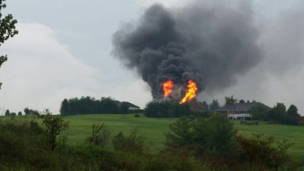 Lightning suspected cause of house fire in Boyle County 9-5-17.  Courtesy:  Advocate-Messenger