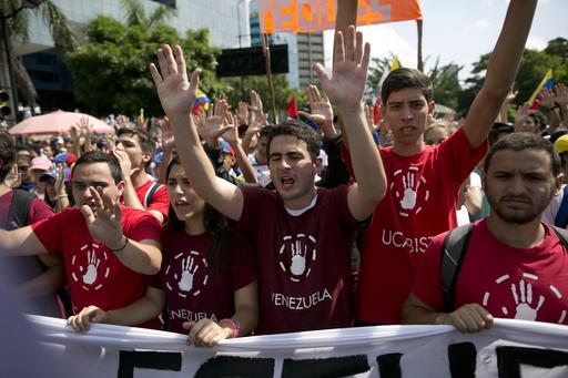 University students protest against President Nicolas Maduro