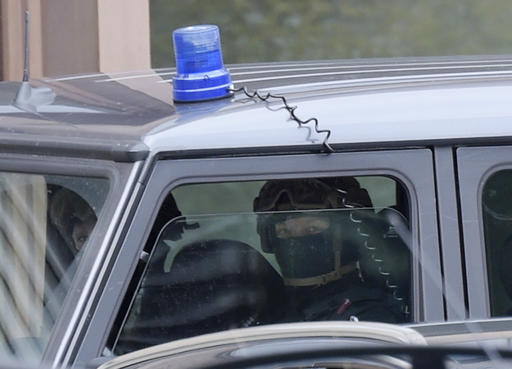 Special police forces secure the perimeter of the district court in Dresden
