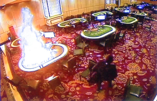 In this image made from security video released by Manila Police and Resorts World Manila on Saturday